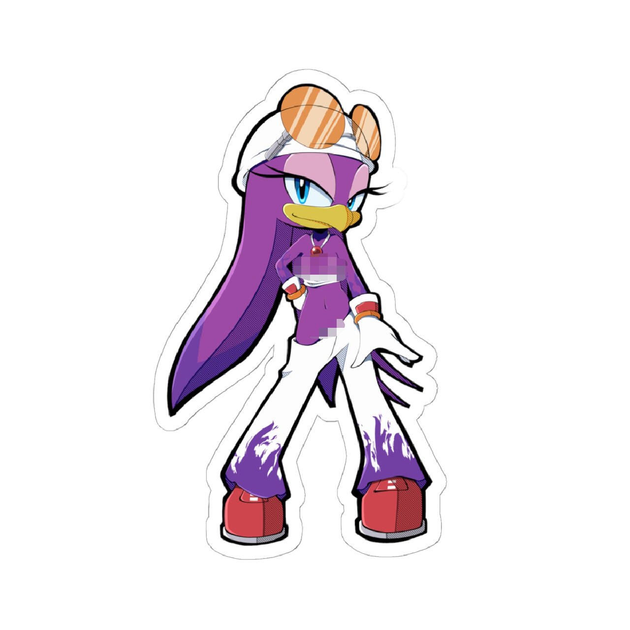 Wave the Swallow from Sonic the Hedgehog posing and stripping