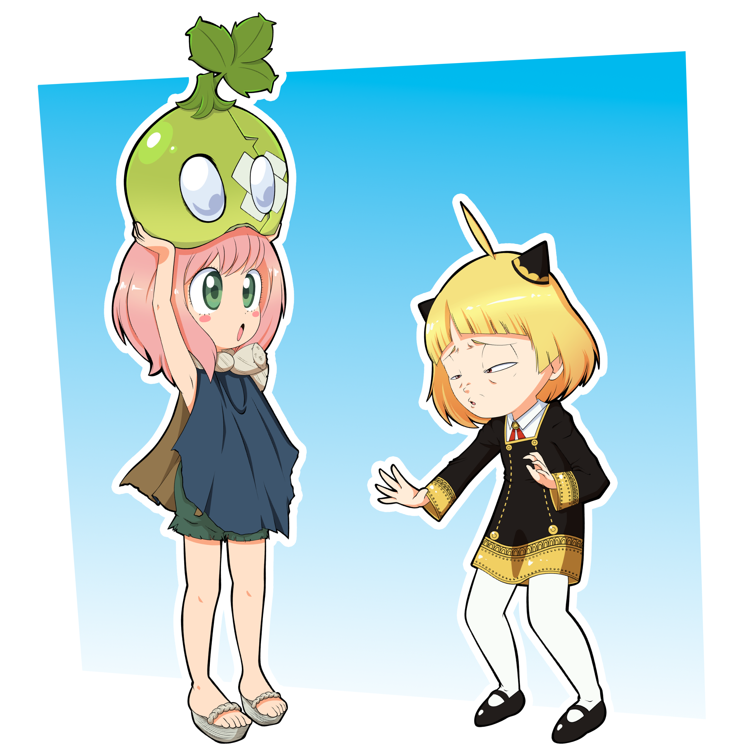 Both air heads Suika (Dr. Stone) and Anya (Spy x Family) swapped clothes