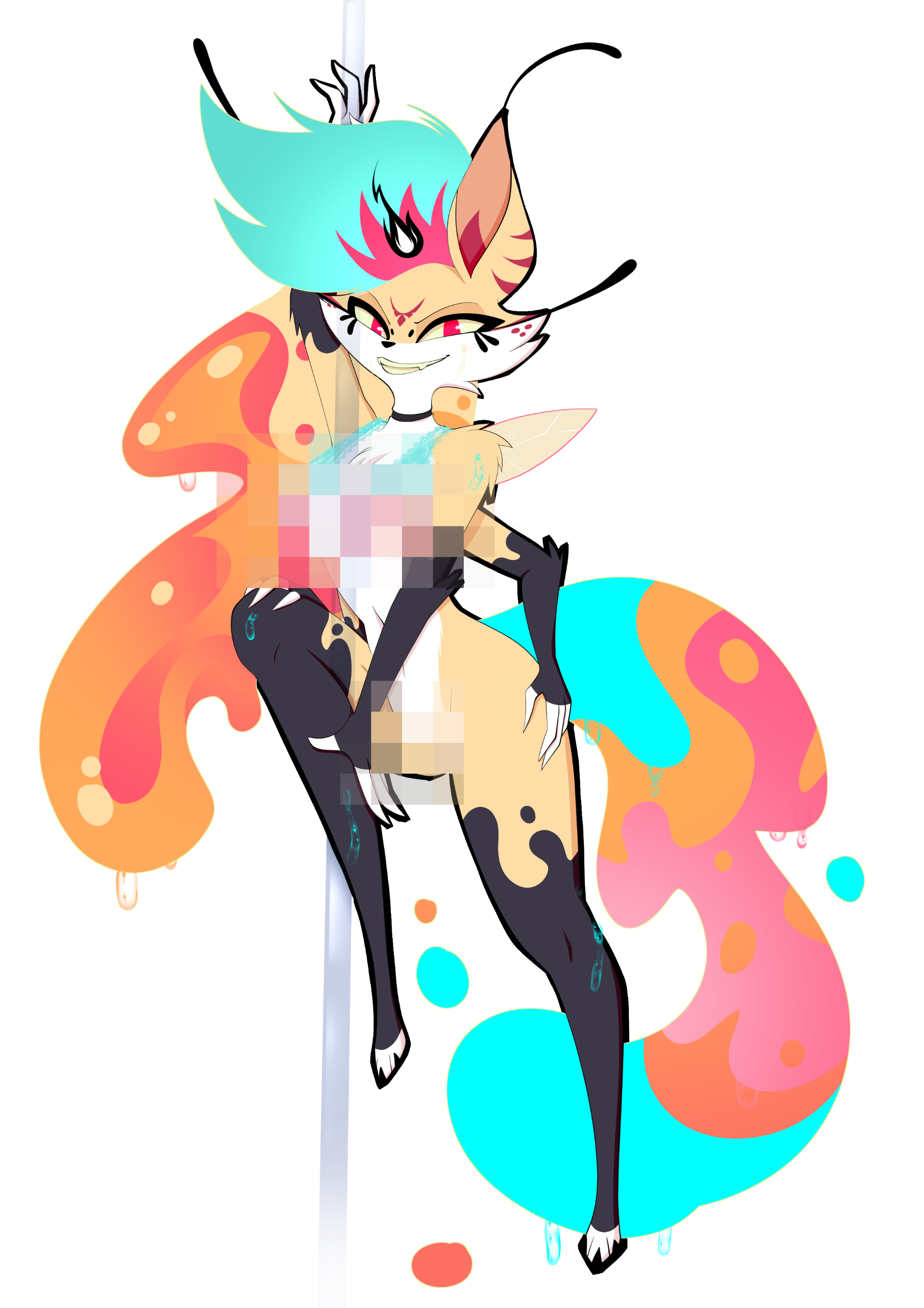 Beelzebub from Helluva Boss dancing nude on a pole