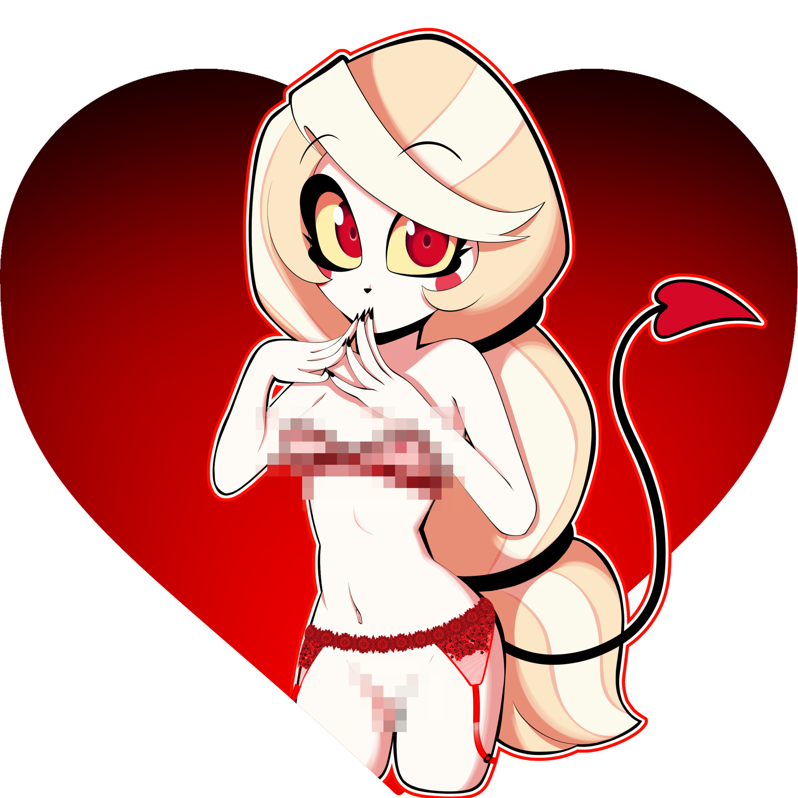 Charlie Valentines Charlie from Hazbin Hotel acting all cute with sexy lingerie