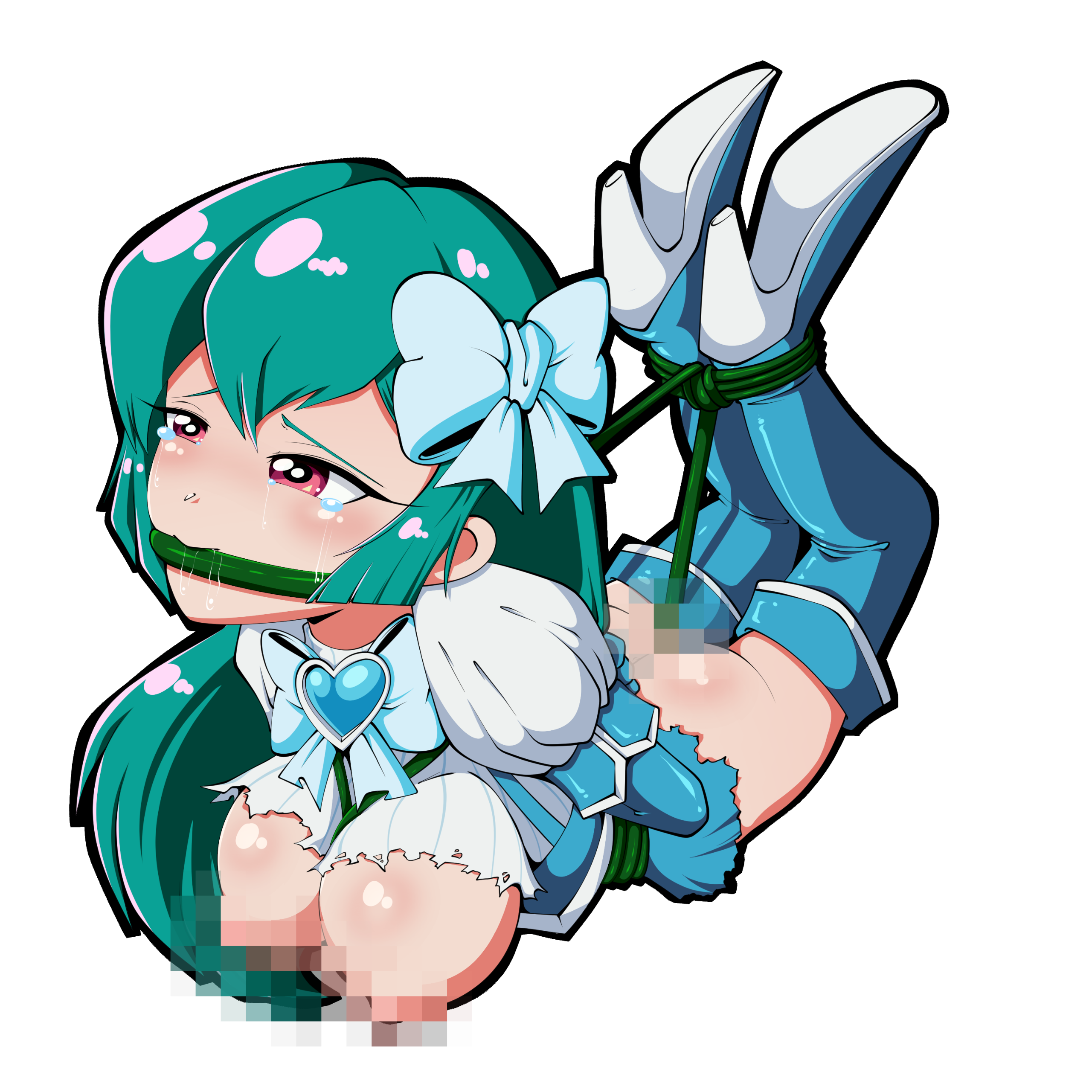 Magia Azul Magia Azul from Gushing over Magical Girls with ripped clothes and roped