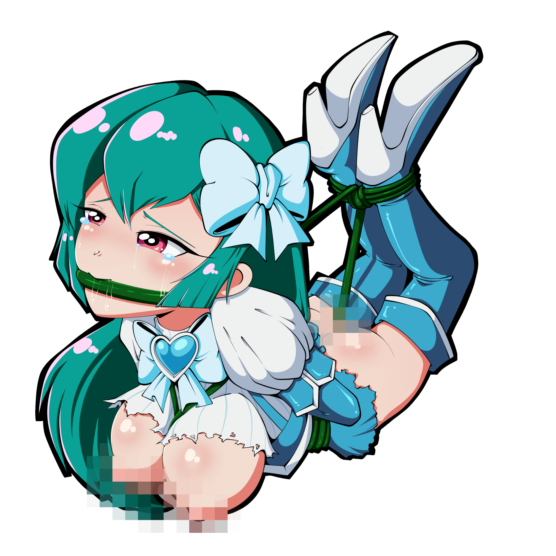 Magia Azul Magia Azul from Gushing over Magical Girls with ripped clothes and roped