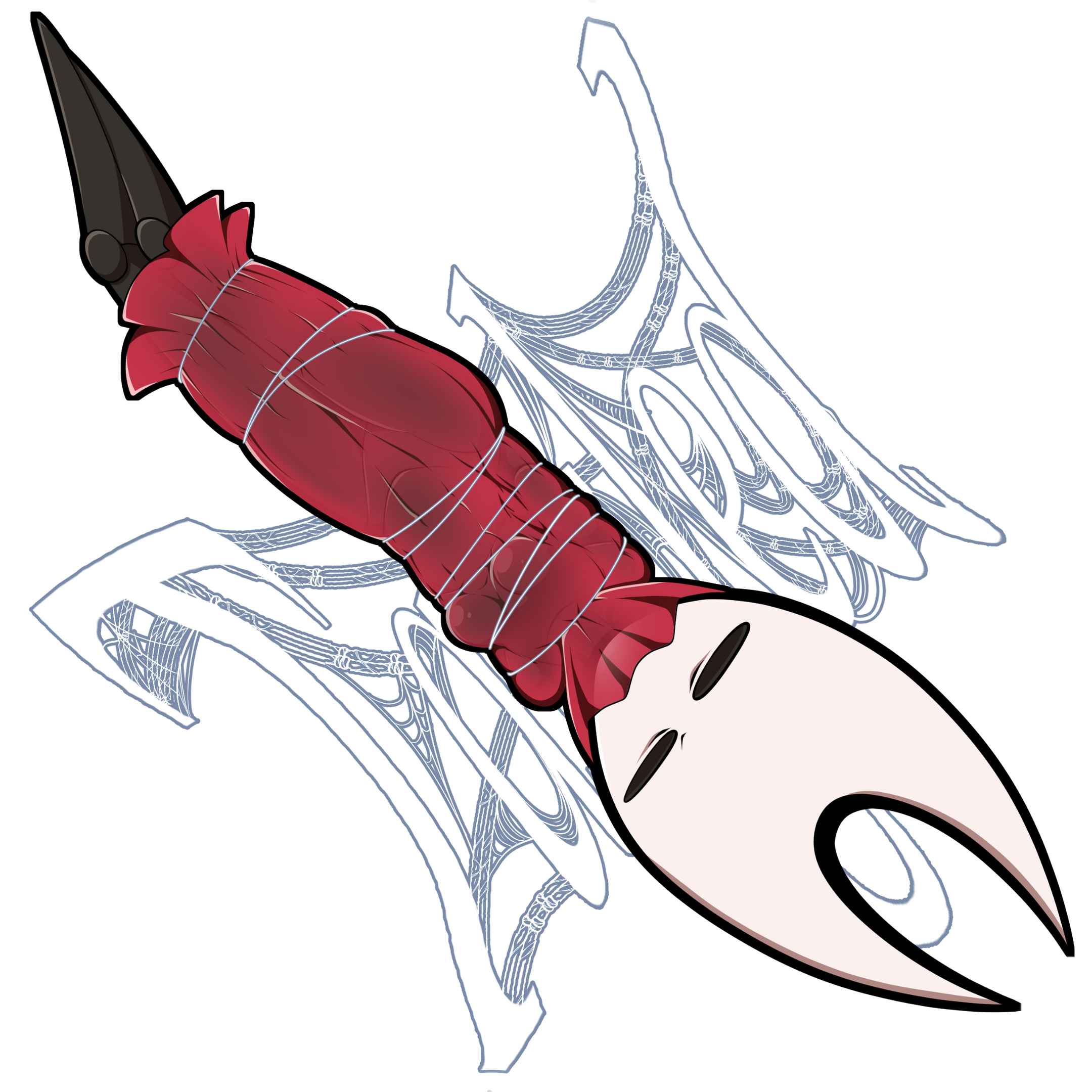 Tangled Hornet Hornet from Hollow Knight is tangled in a spider's web