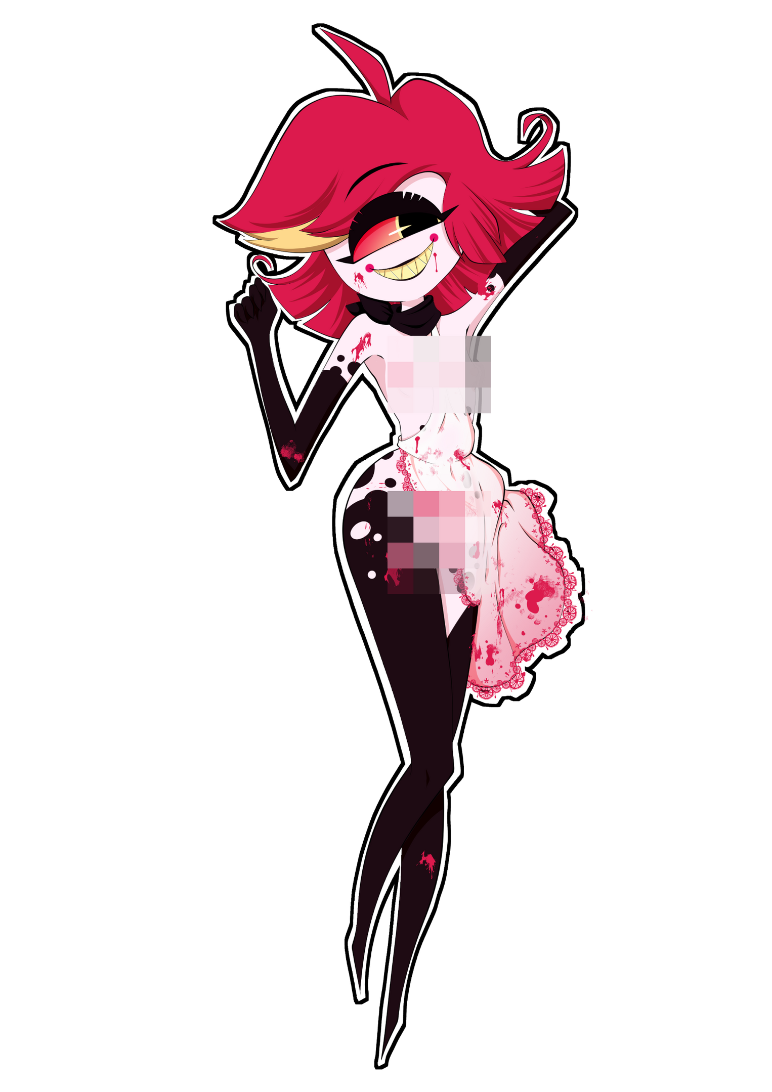Niffty Niffty from Hazbin Hotel posing cute and nude