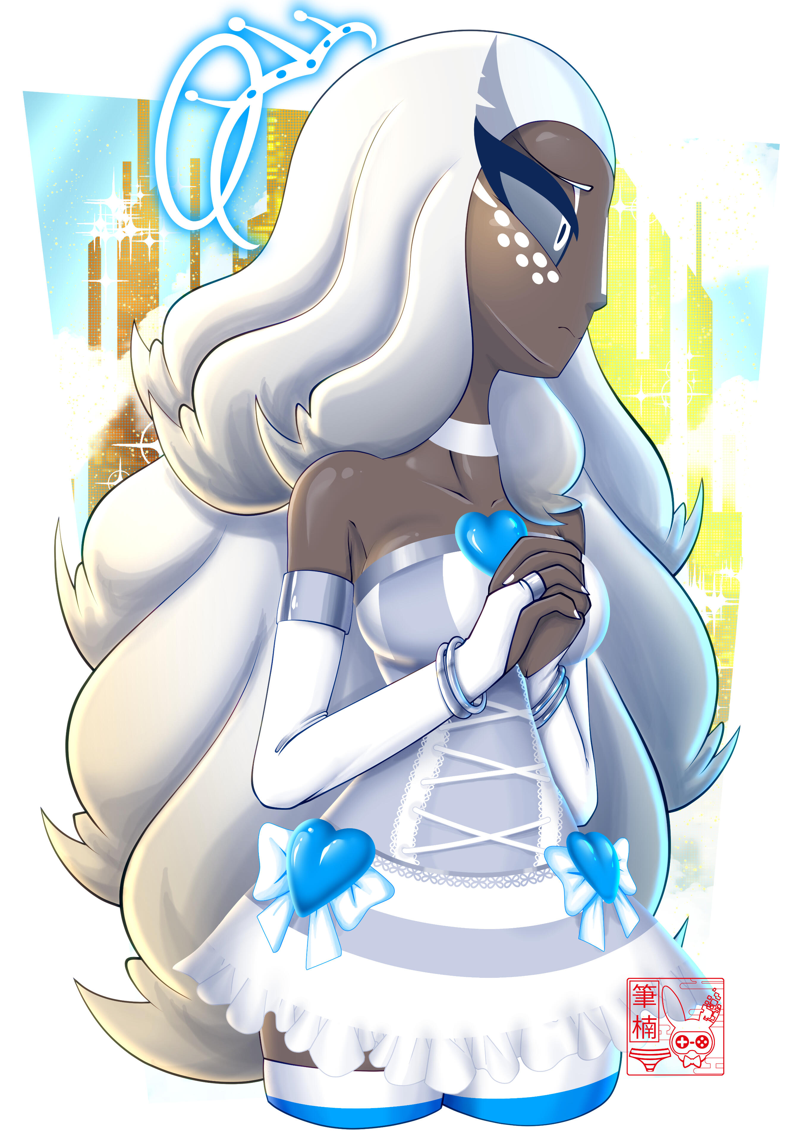 Sera from Hazbin Hotel dressing up as Stocking from Panty and Stocking with Garterbelt