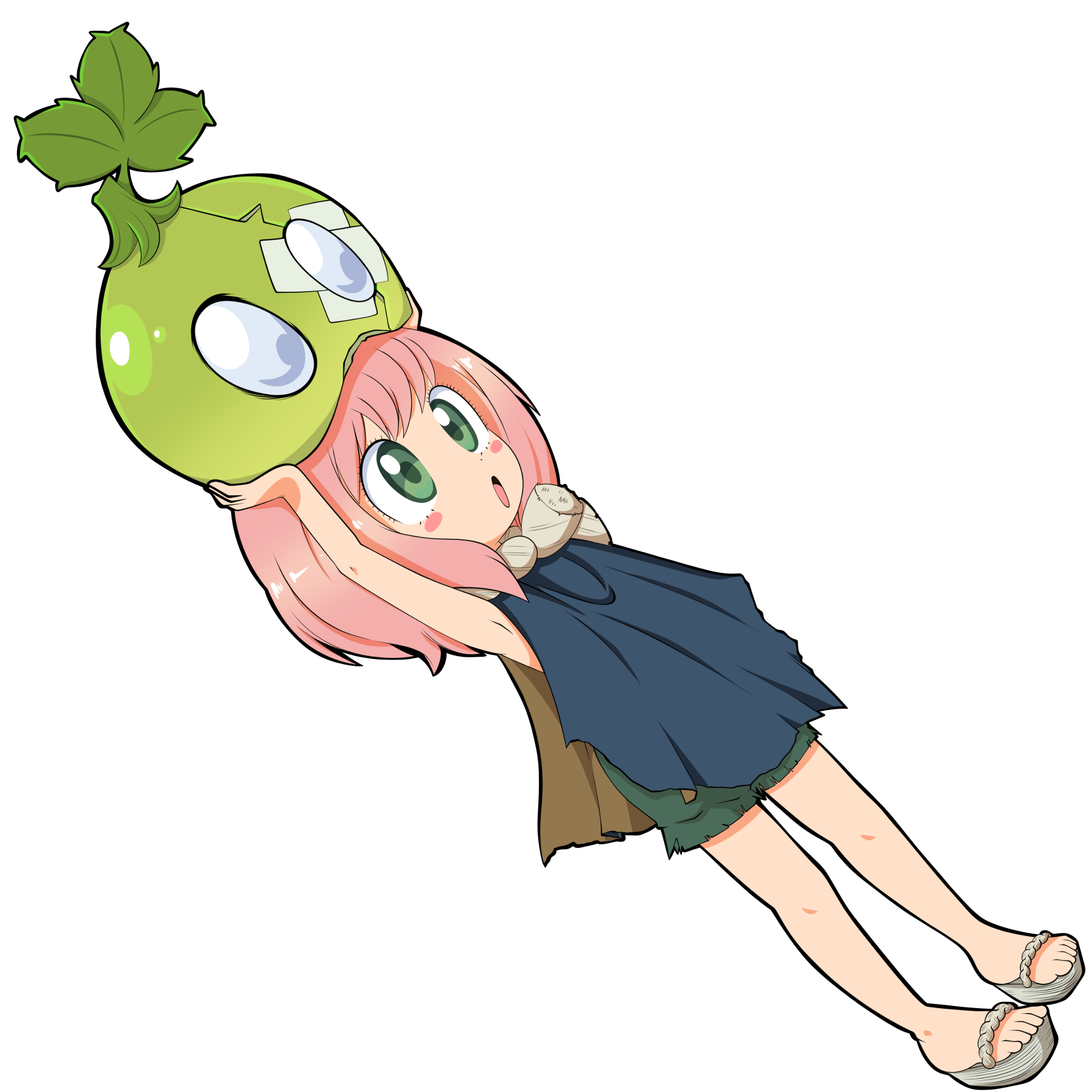 Melon Head Anya Any Forger from Spy x Family swapped clothes with Suika from Dr. Stone