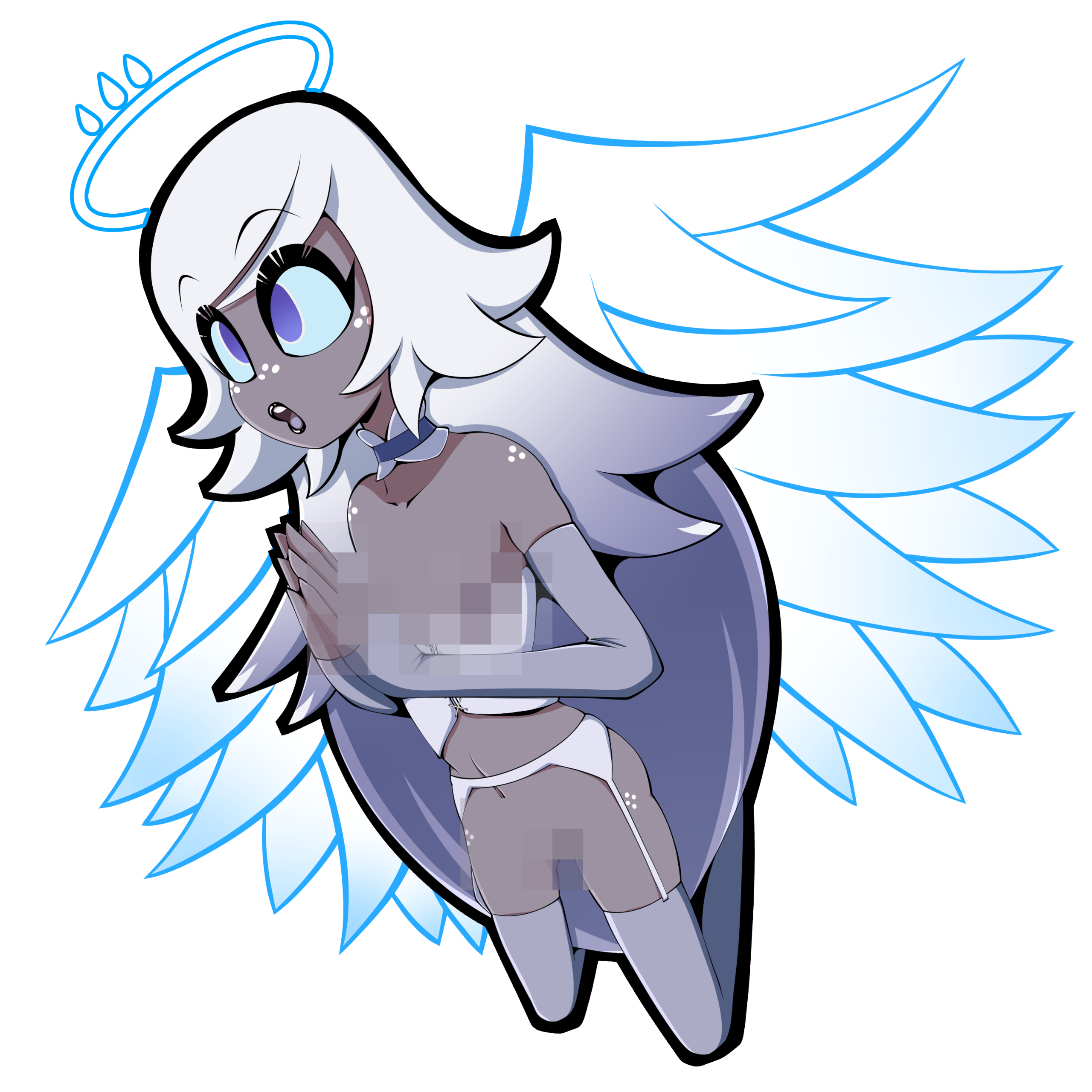 Emily from Hazbin Hotel on her knees praying while wearing sexy lingerie